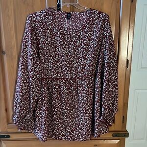Burgundy Floral Blouse